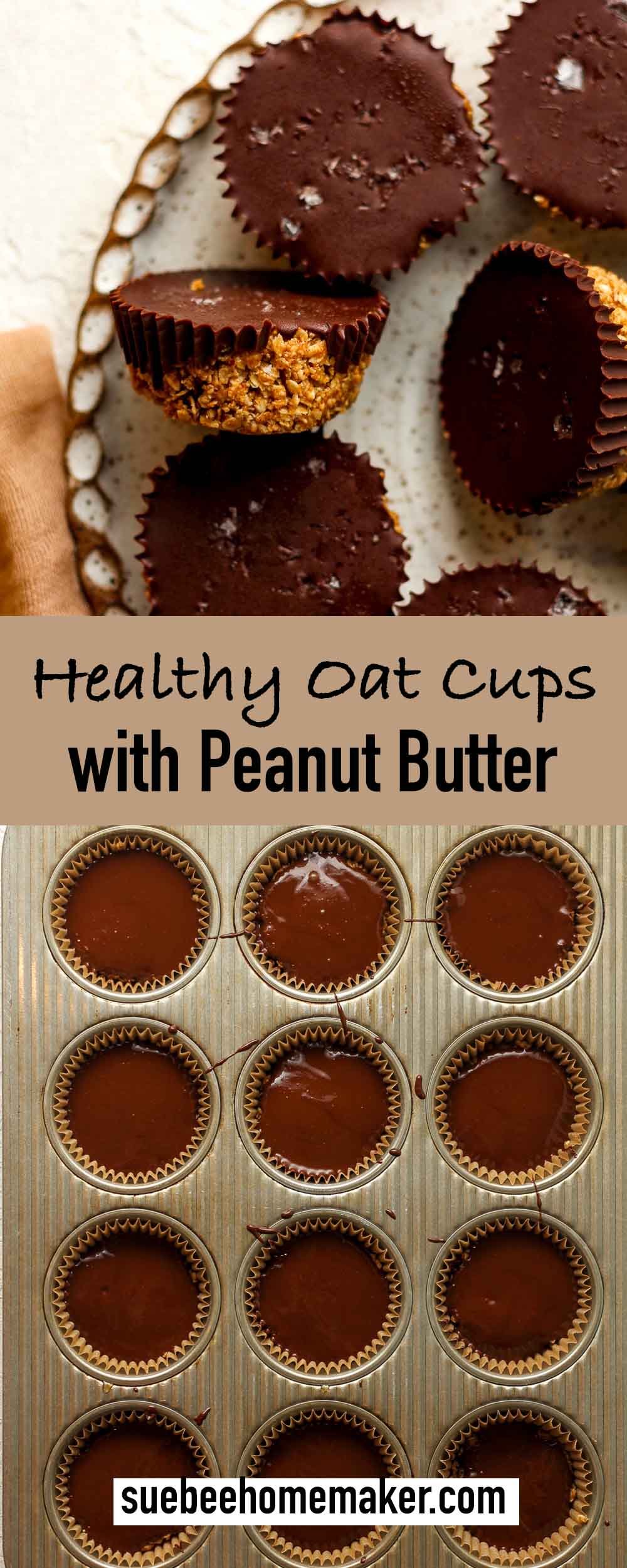 Two photos of Health Oat Cups with peanut Butter.