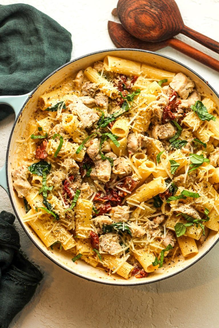 A pot of marry me chicken pasta.