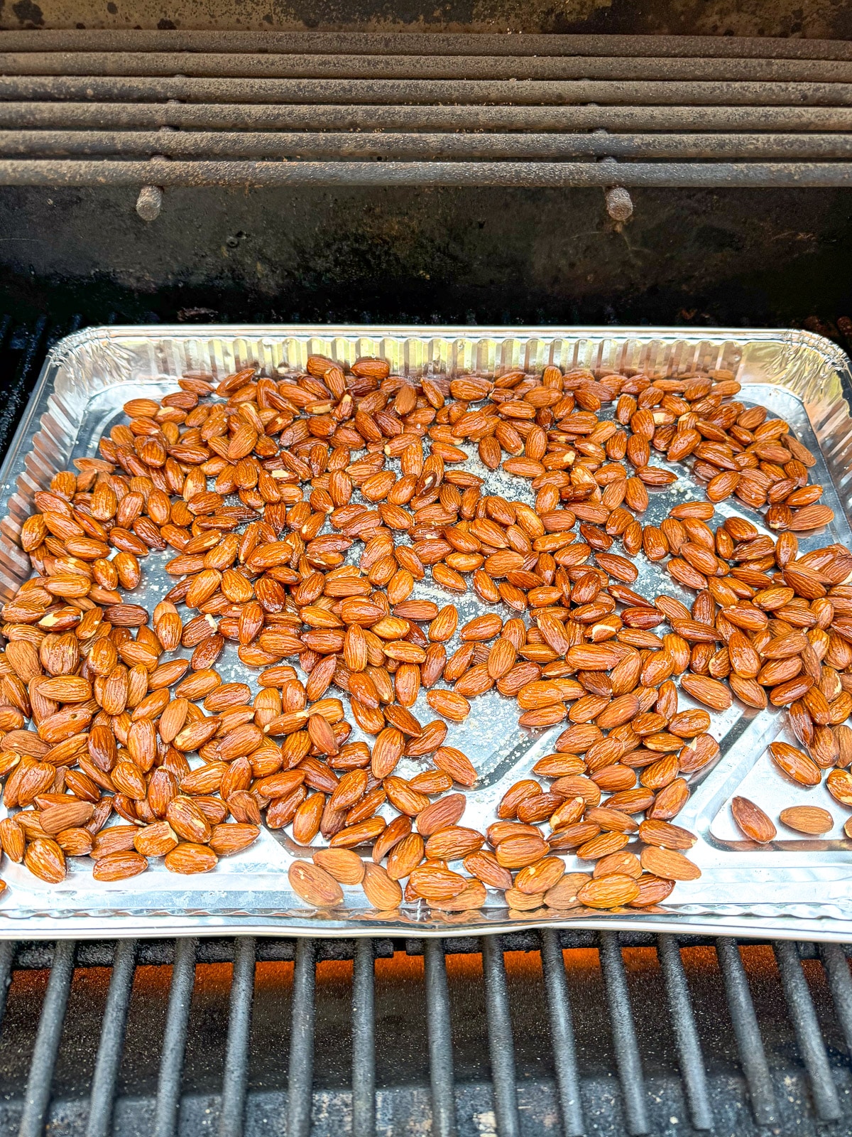 The almonds after adding olive oil and salt.