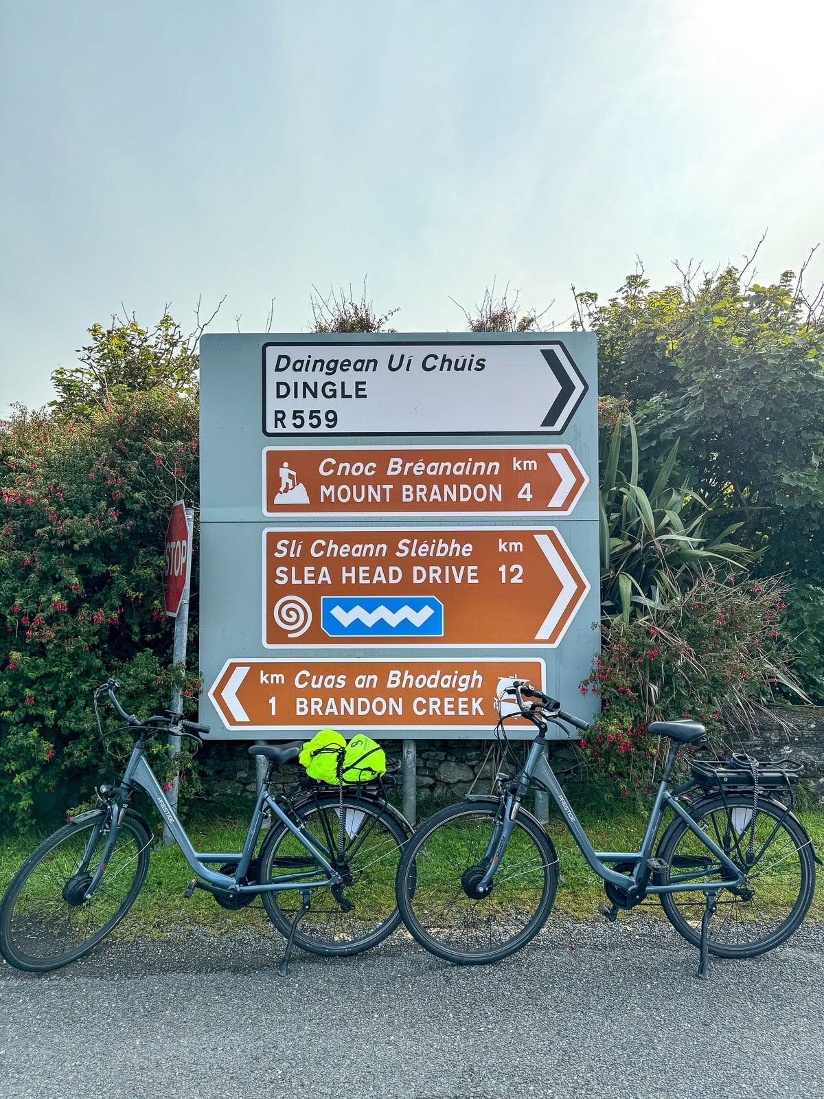 Side view of two e-bikes on Slea Head Drive.