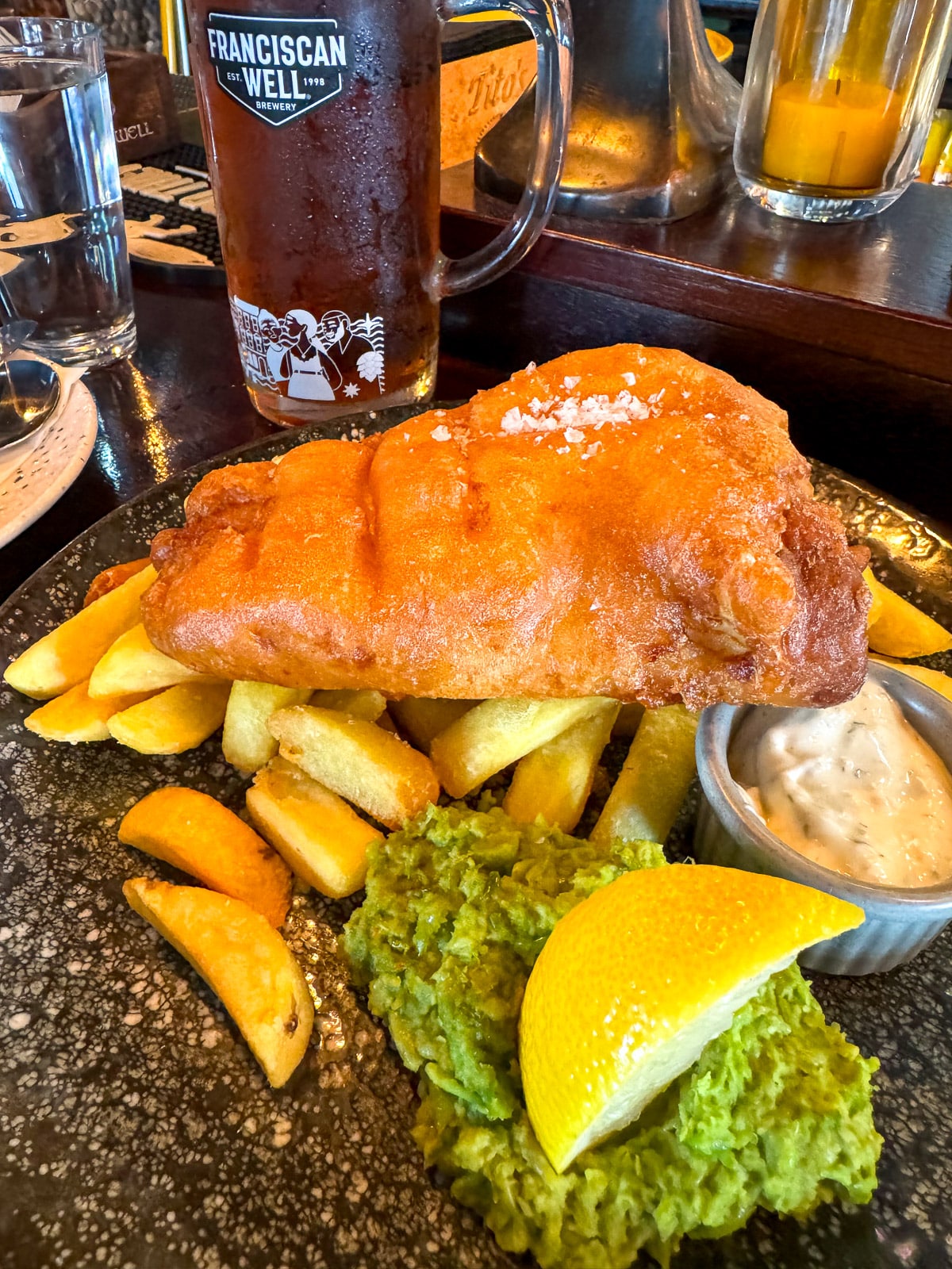 A plate of fish and chips at Galagher's in Cork, Ireland.