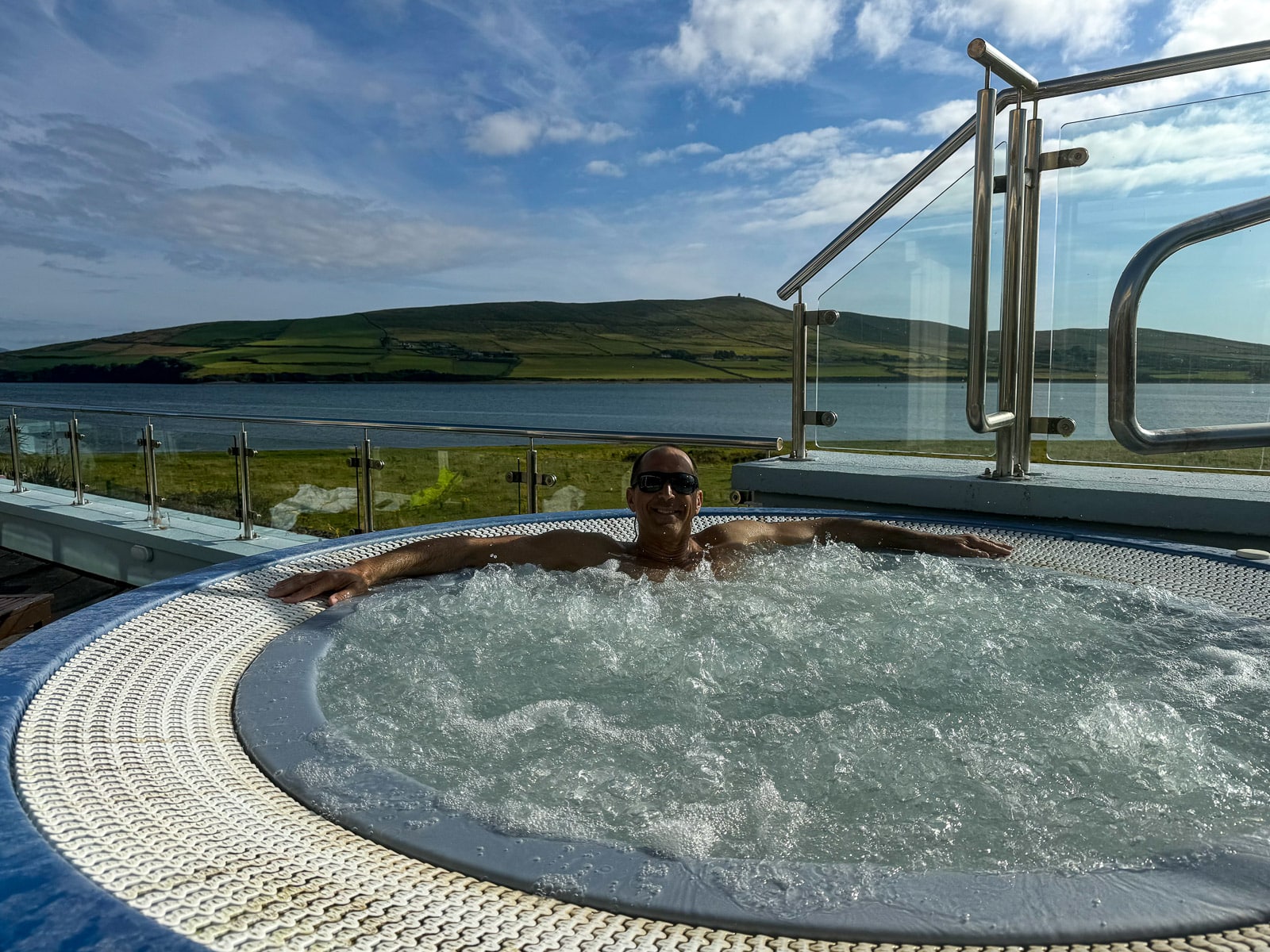 Mike in a Jacuzzi in Dingle.