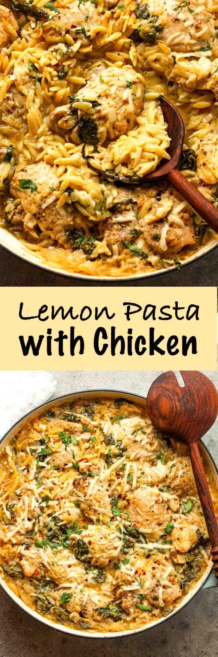 Two photos of Lemon Pasta with Chicken