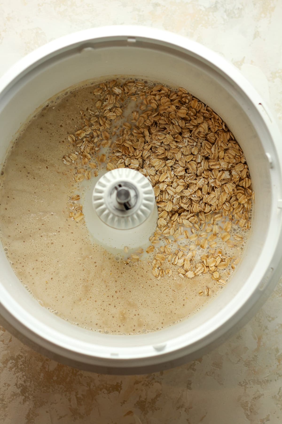 A mixer of the yeast mixture plus oatmeal.