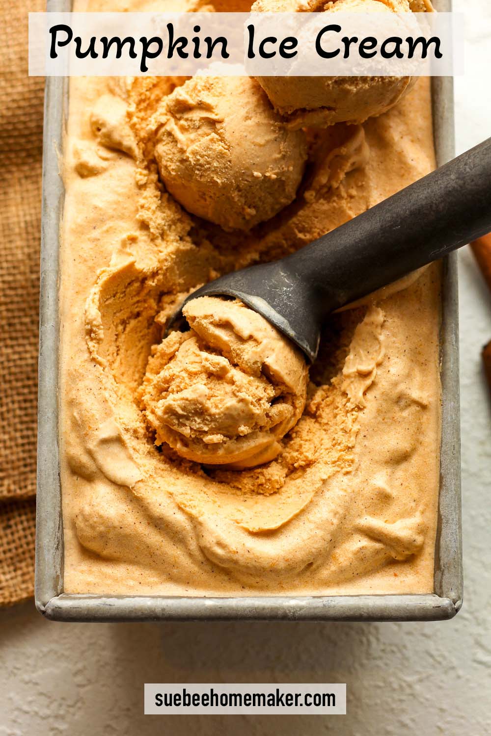 A closeup on a pan with scoops of ice cream.