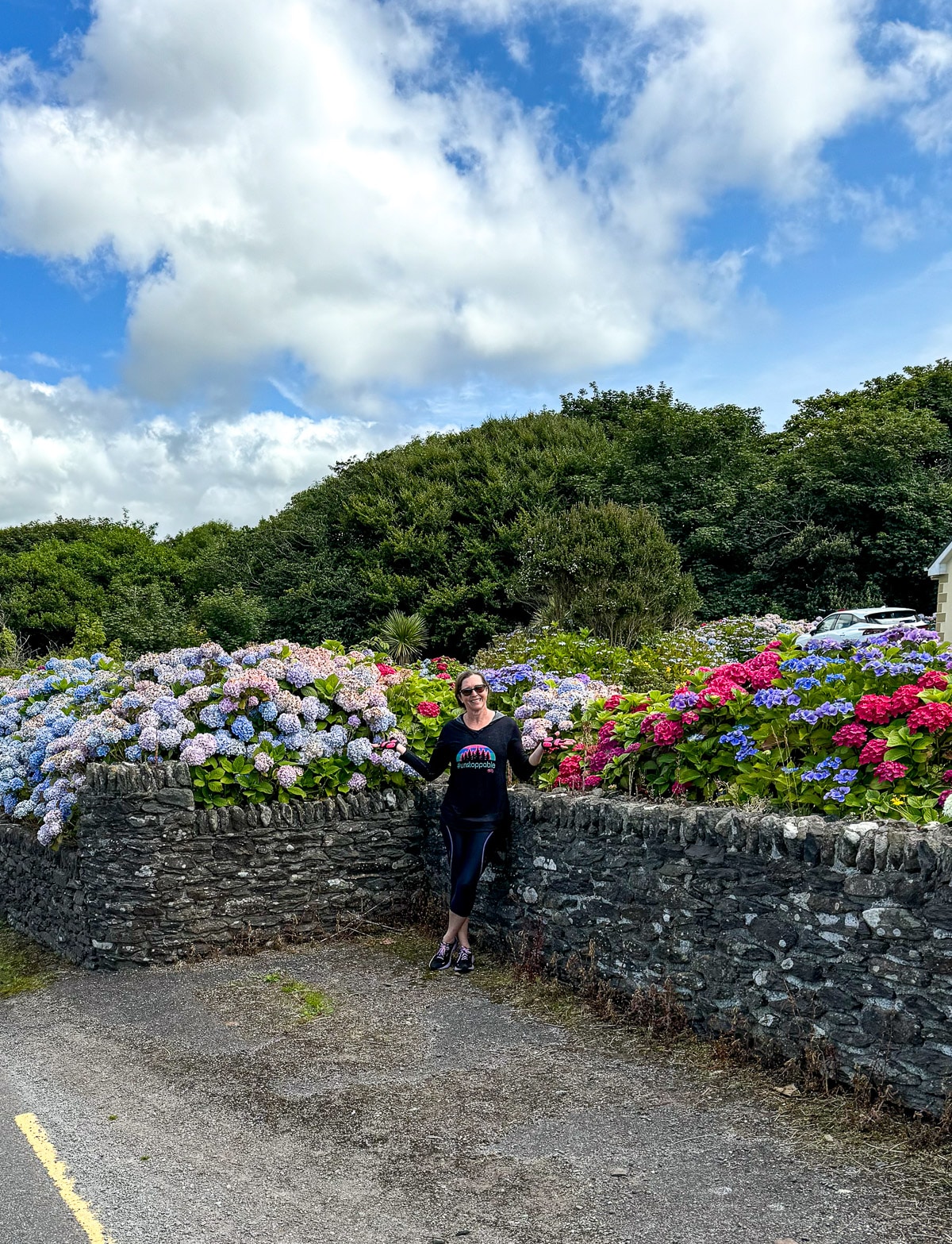 Me posing by some beautiful flowers along our ride.