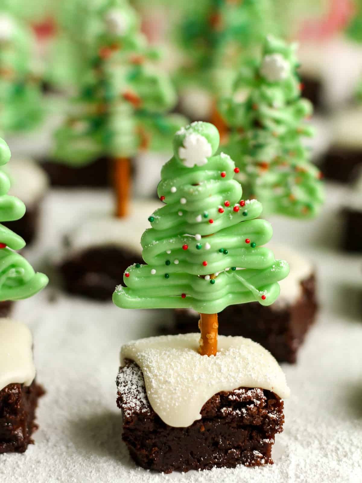 More Christmas tree brownie bites.