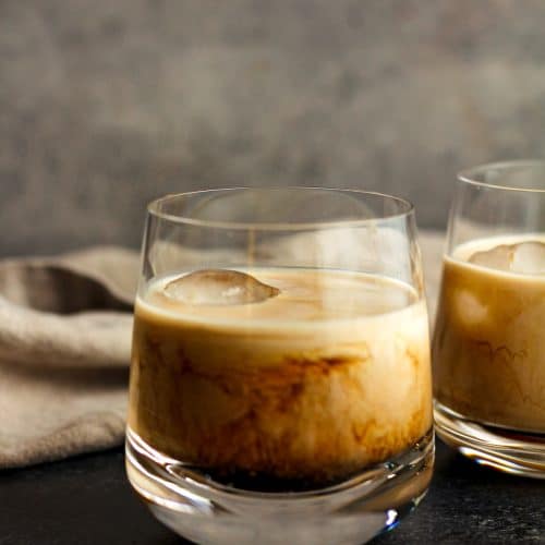 Side view of our classic White Russian recipe.