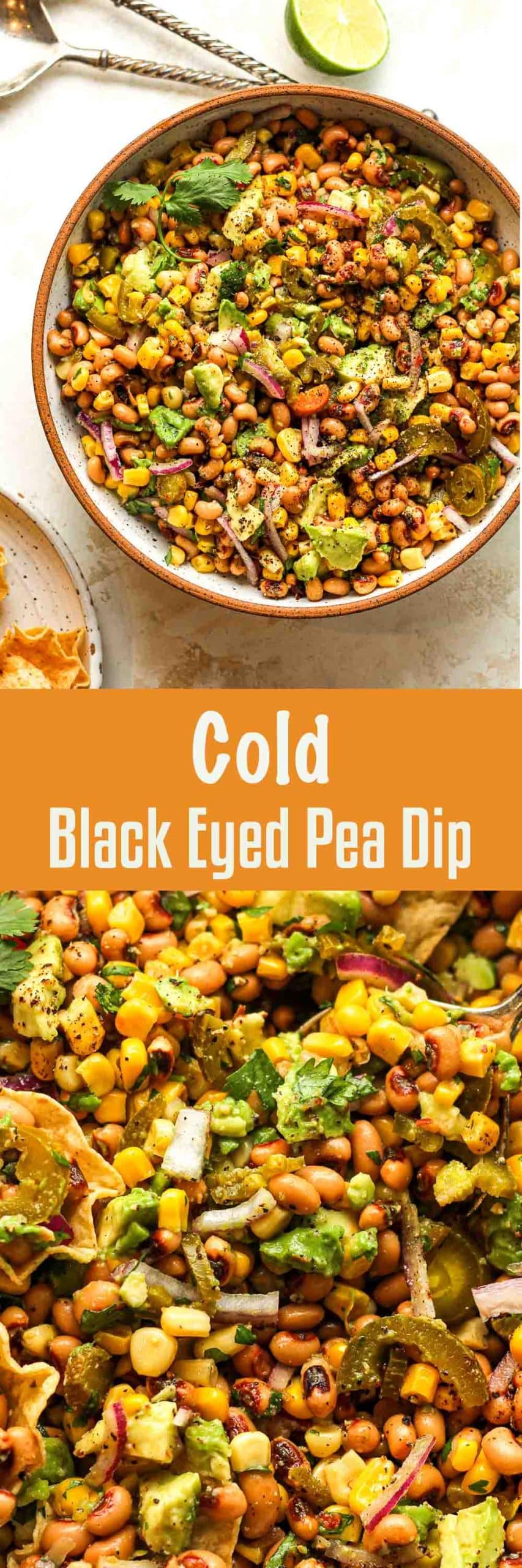 Two photos of Cold Black eyed Pea Dip.