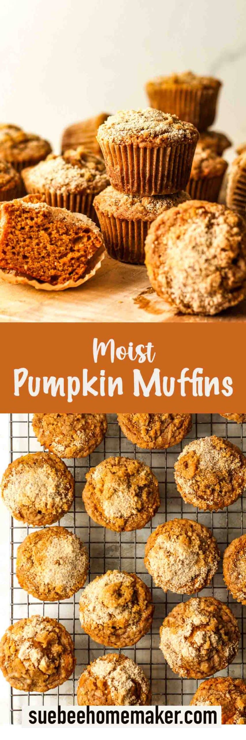 Two photos of Moist Pumpkin Muffins.