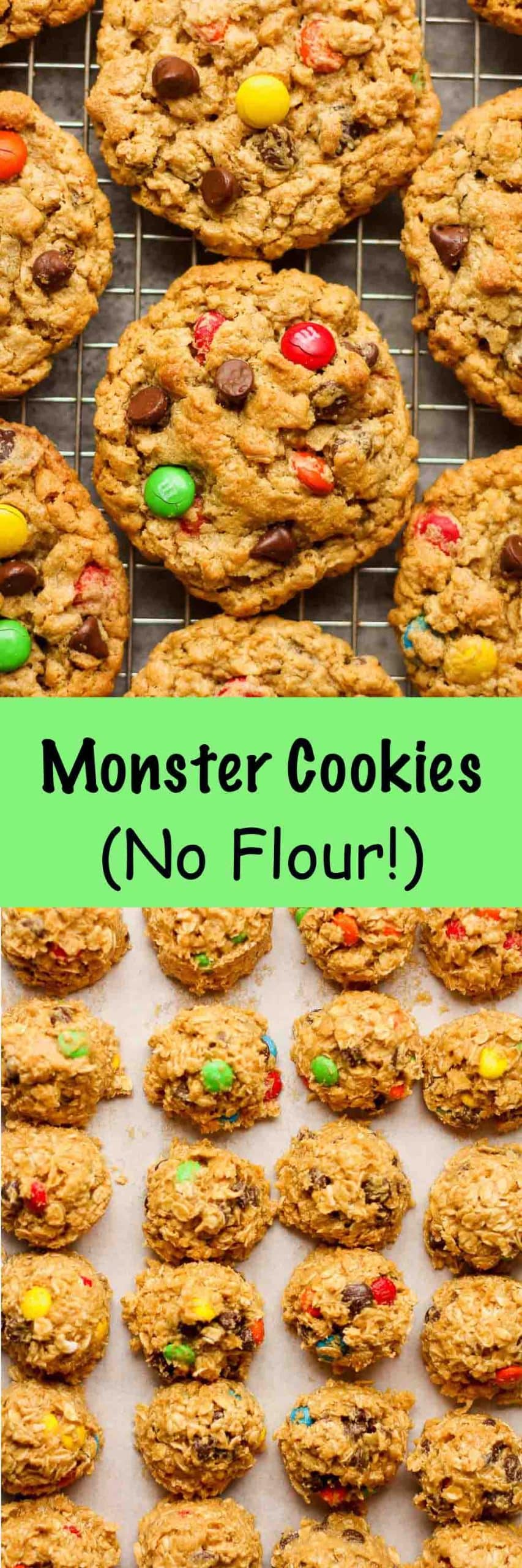 Two photos of Monster Cookies (no flour!).