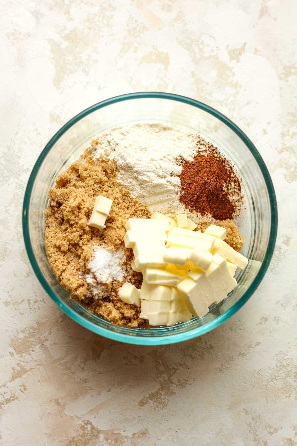 A bowl of the ingredients inside.