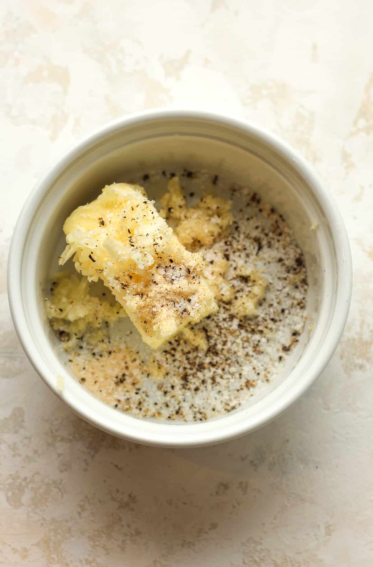 A bowl of the garlic butter.