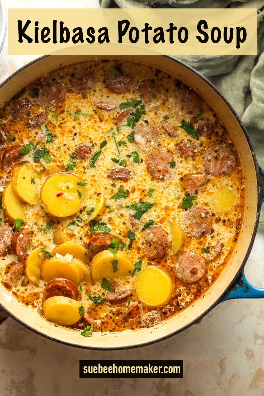 A large pot of Kielbasa Potato Soup