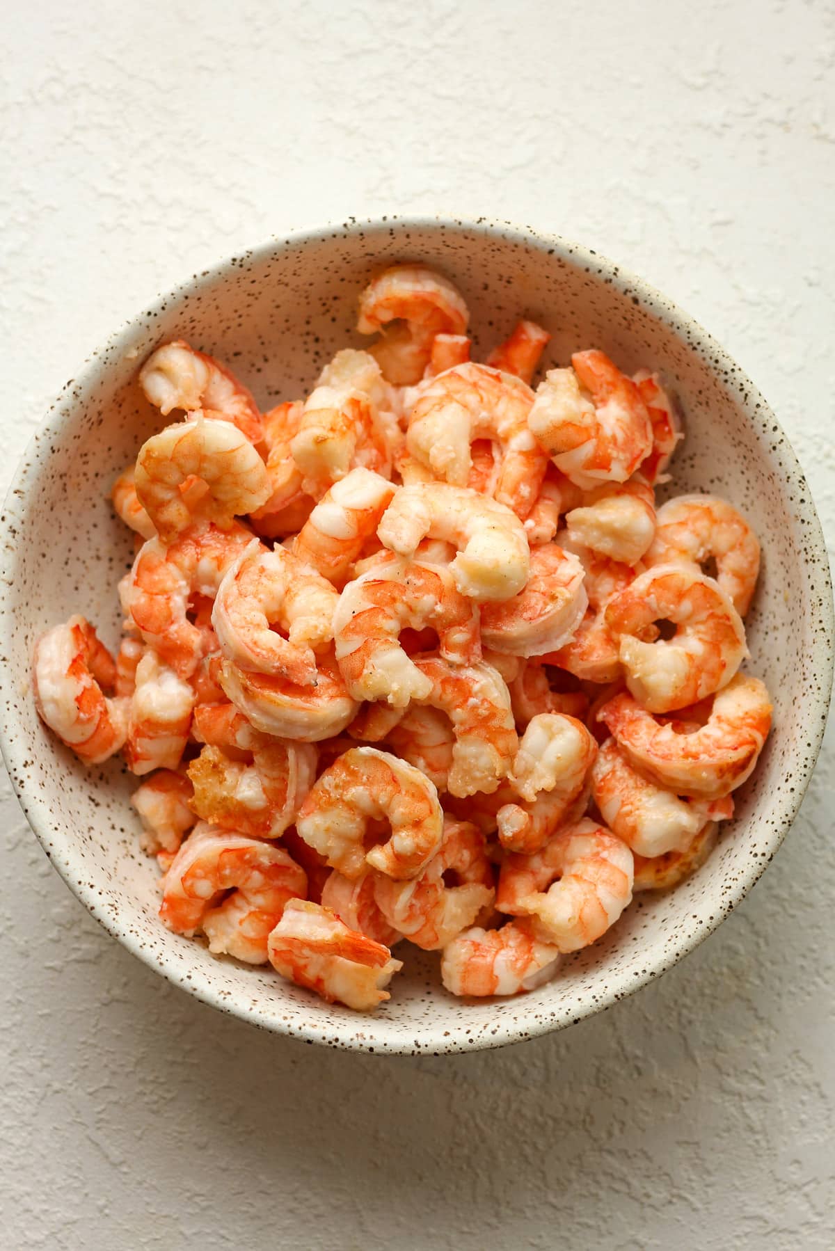 A bowl of the cooked shrimp.