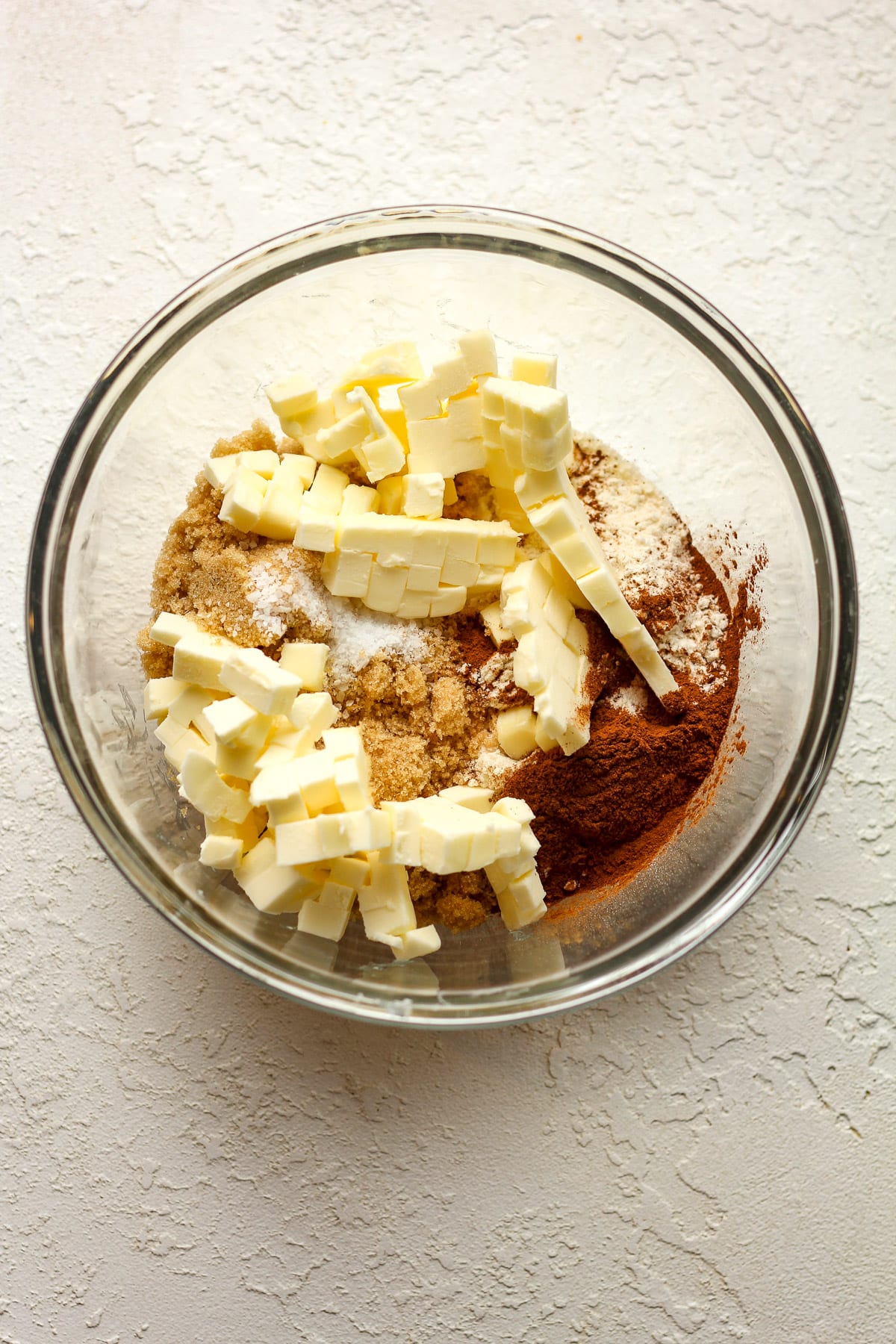 A bowl of the topping ingredients before mixing together.