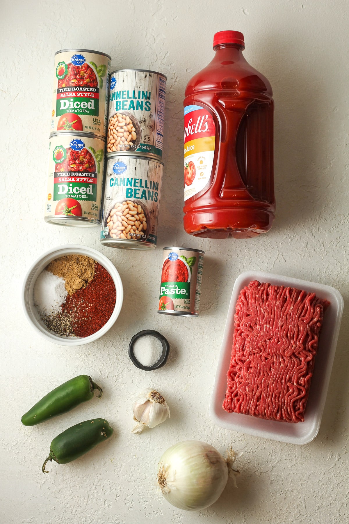 The ingredients for the easy slow cooker chili.