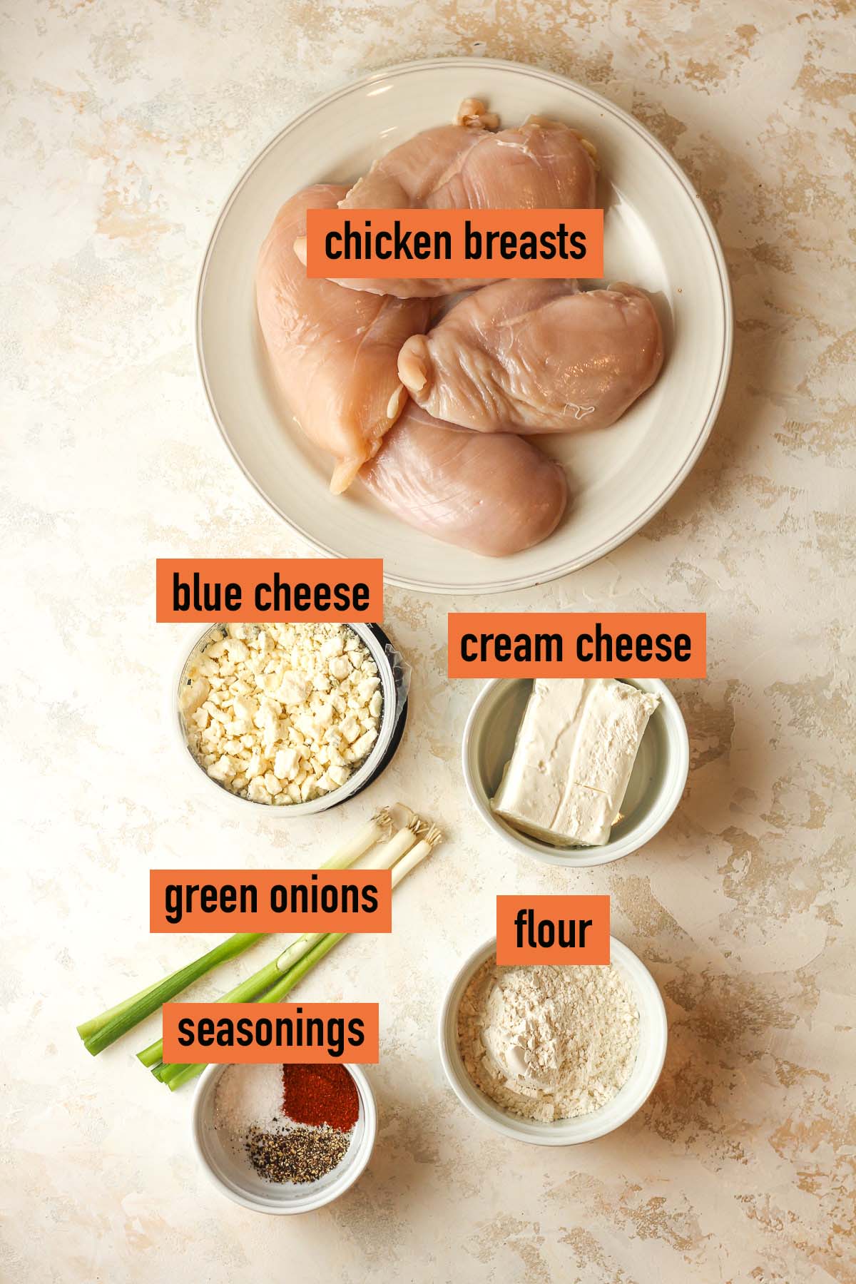 The ingredients for the chicken breasts.