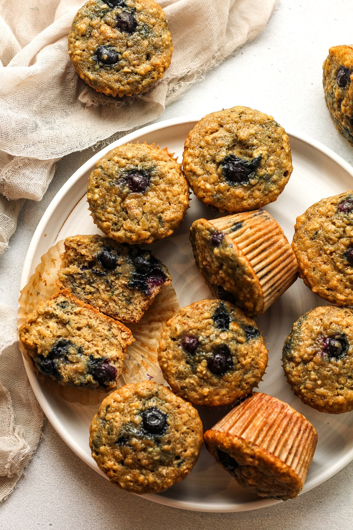 A plate of the blueberry banana muffins.