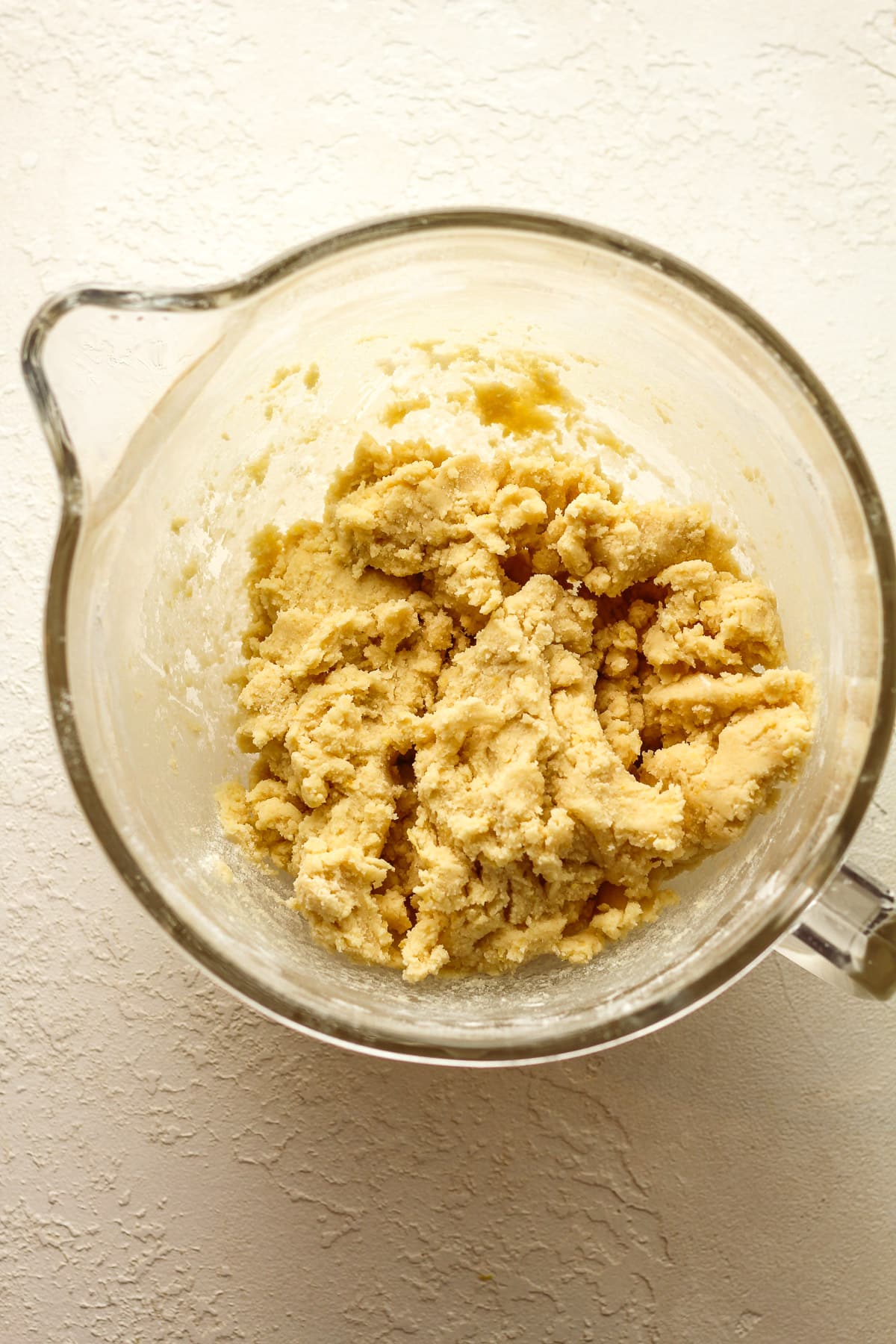 A mixing bowl of the sugar cookie dough.