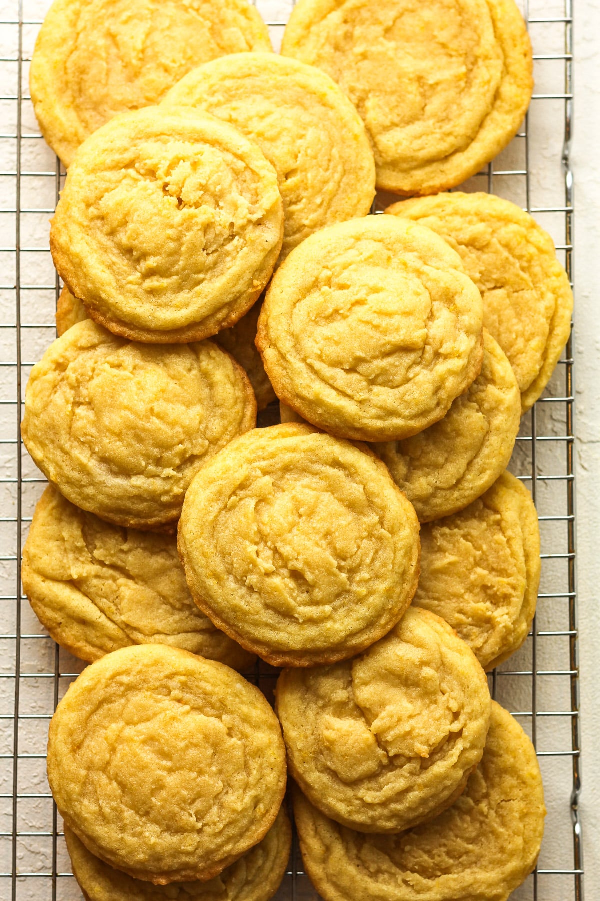 The lemon sugar cookies stacked without the glaze.