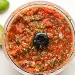 A food processor of grilled salsa.