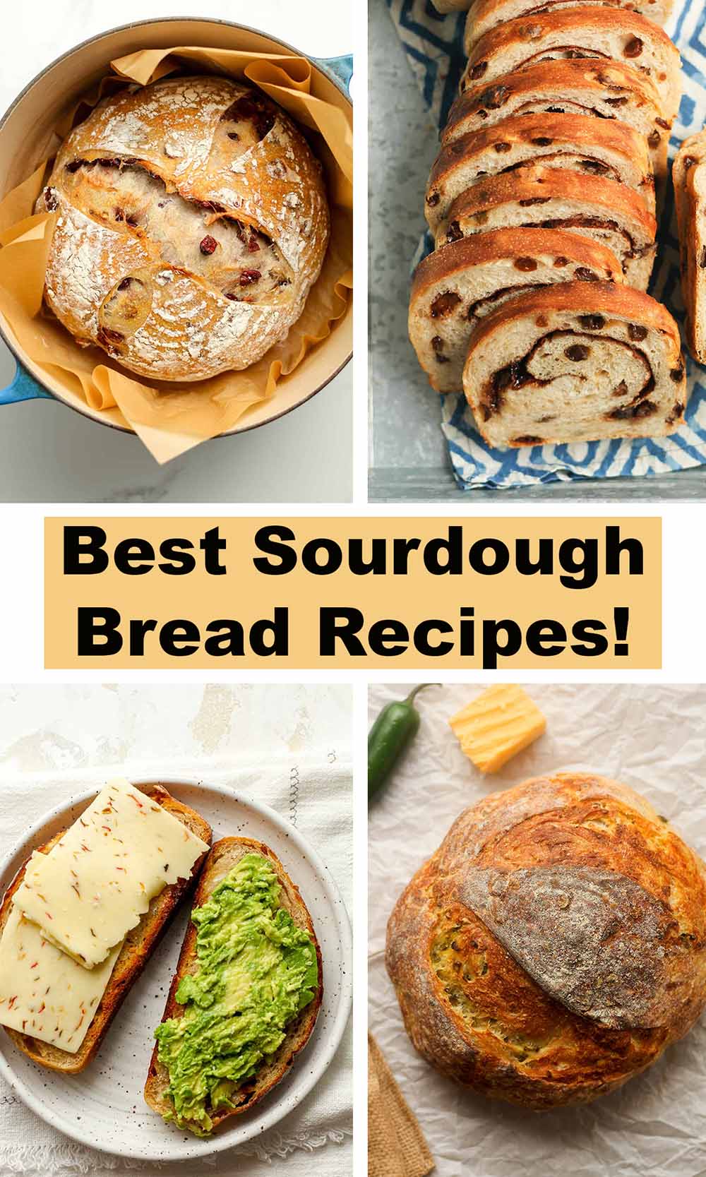 A collage of the best sourdough bread recipes.