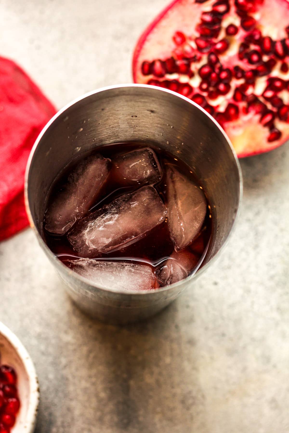 Overhead view of a cocktail shaker of the mules.