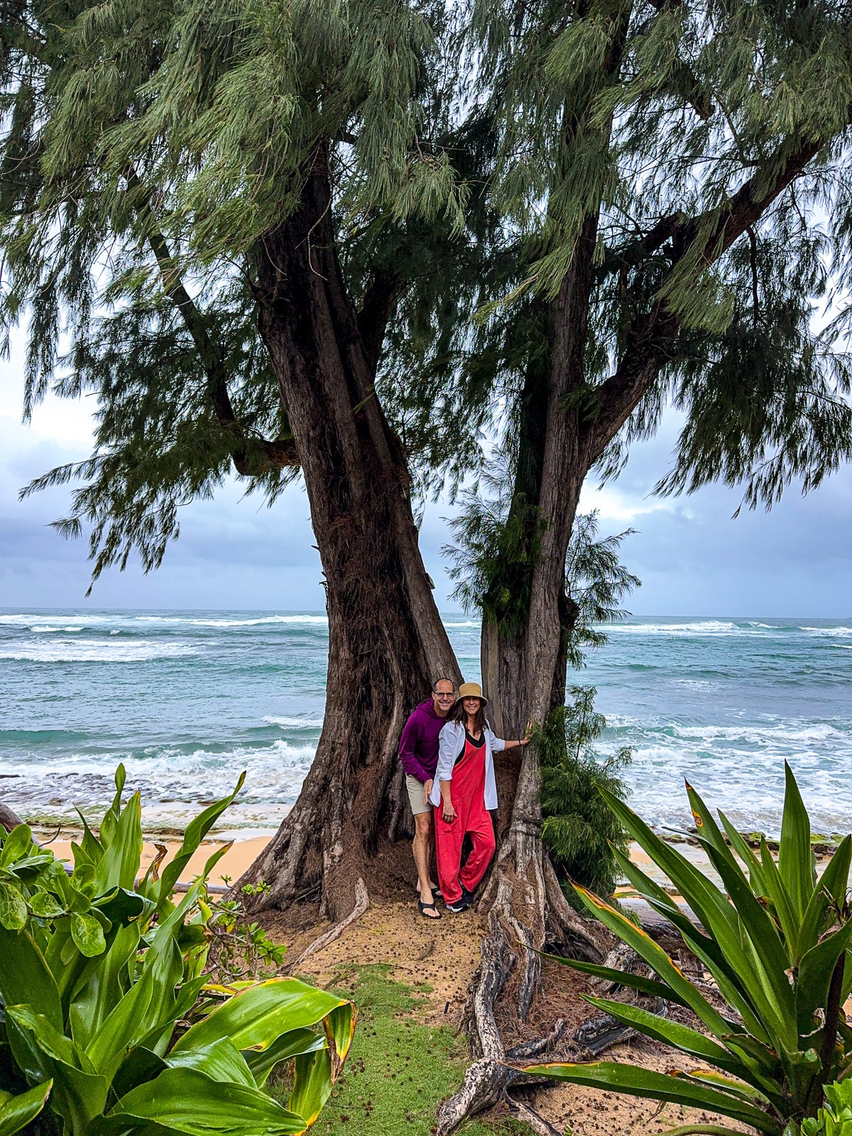 Mike and I by the tree before dinner.