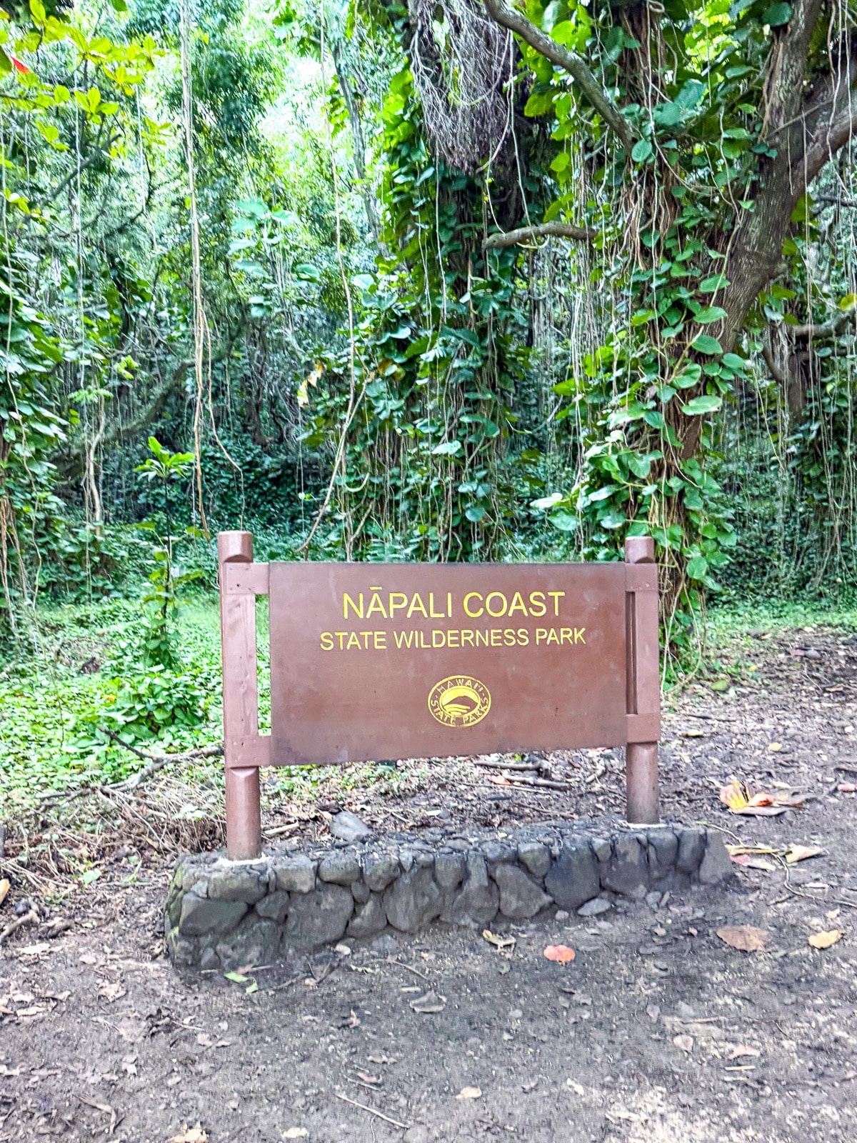 Napali Coast state wilderness park sign.