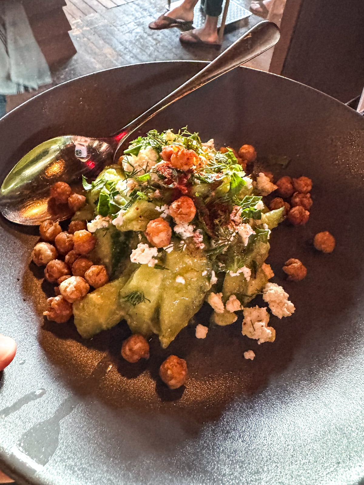 A plate of cucumber salad at Bar Aruba.
