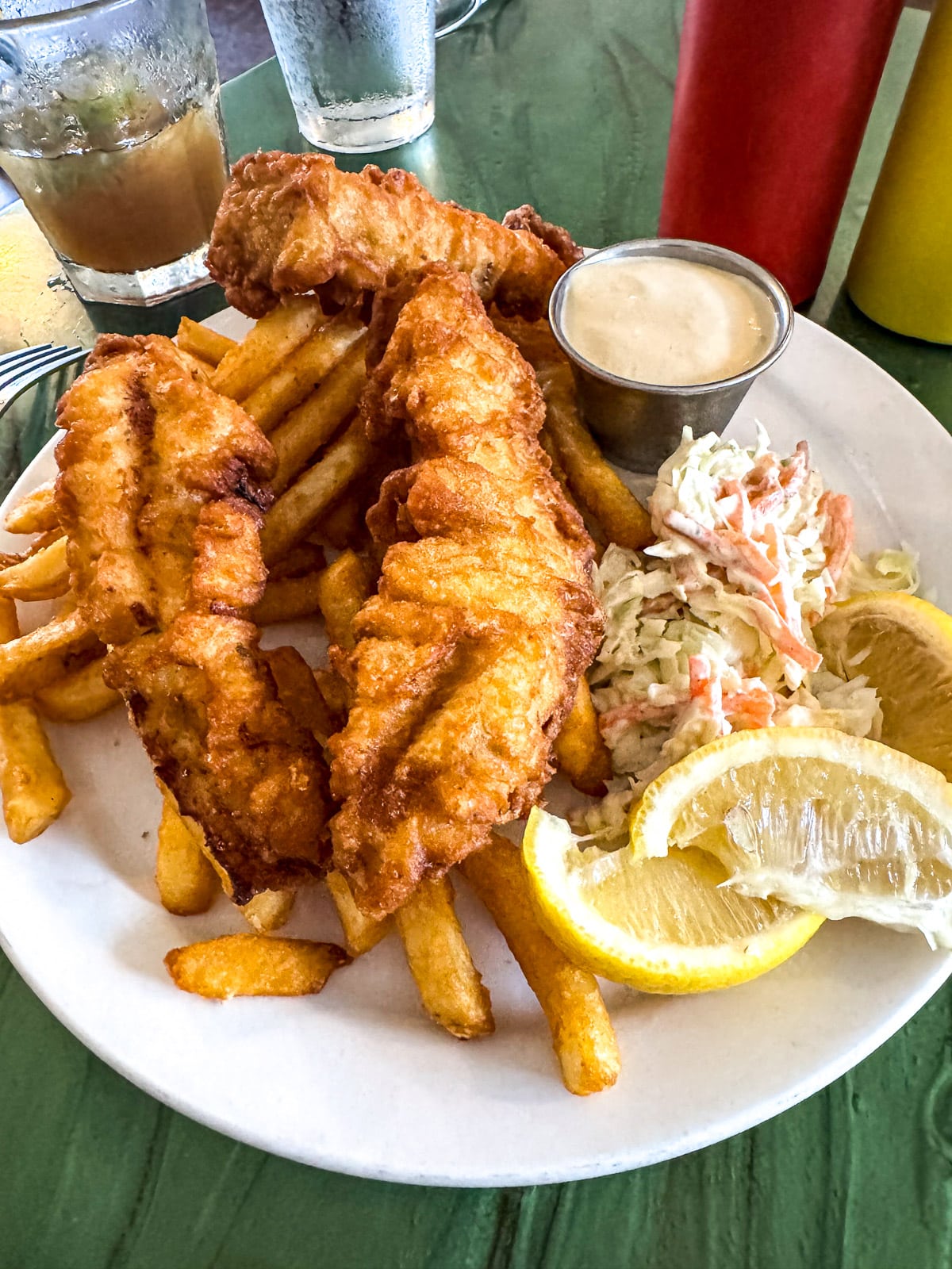 A plate of fish and chips.