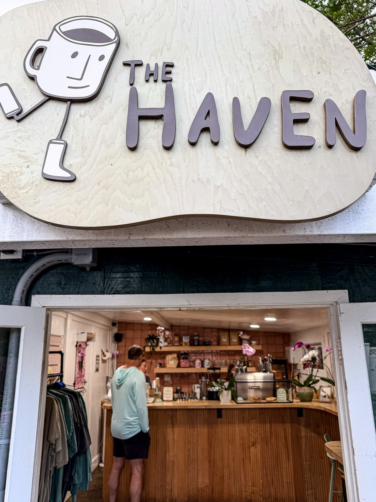 Mike in line for a coffee at The Haven.