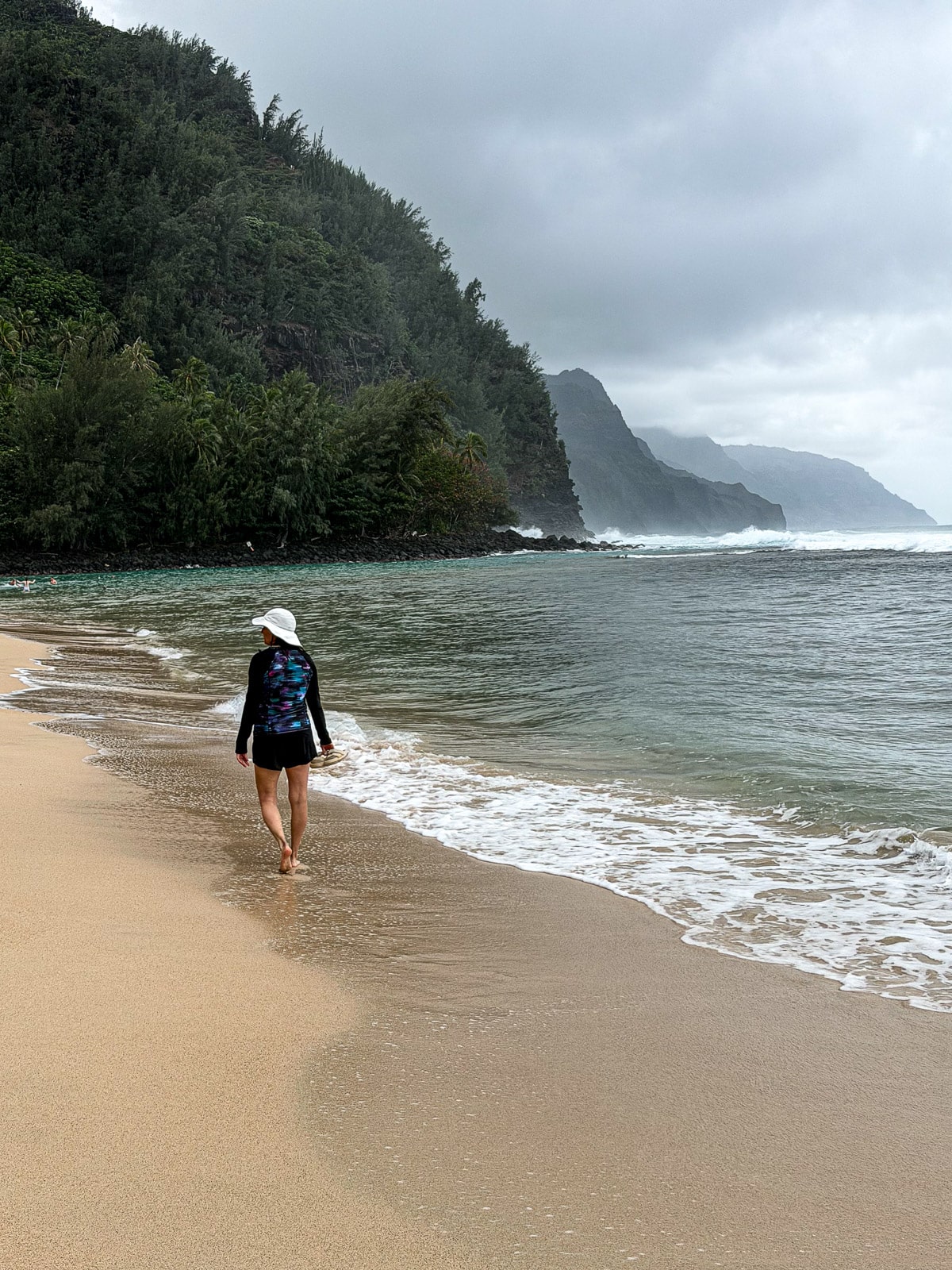 Me walking on Ke'e Beach in Kauai.