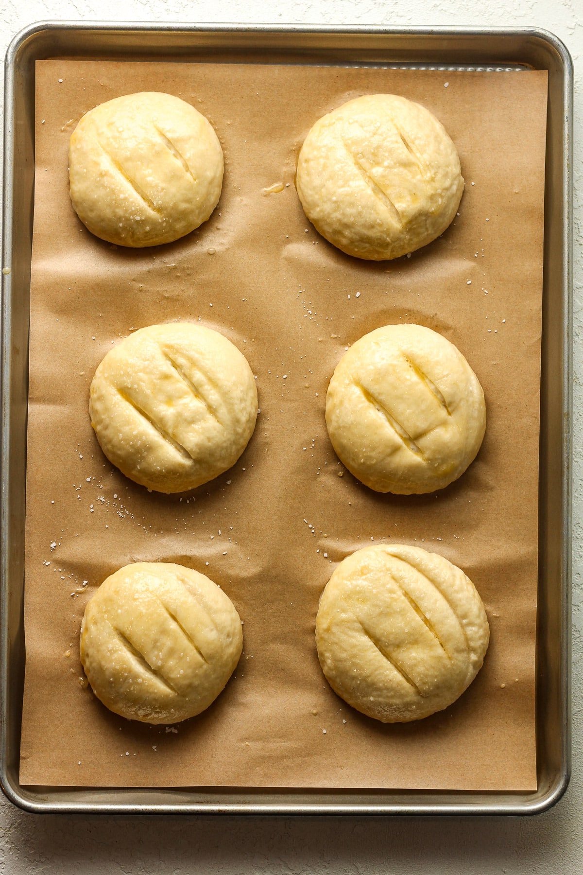 A pan with the pretzel dough ready to bake.