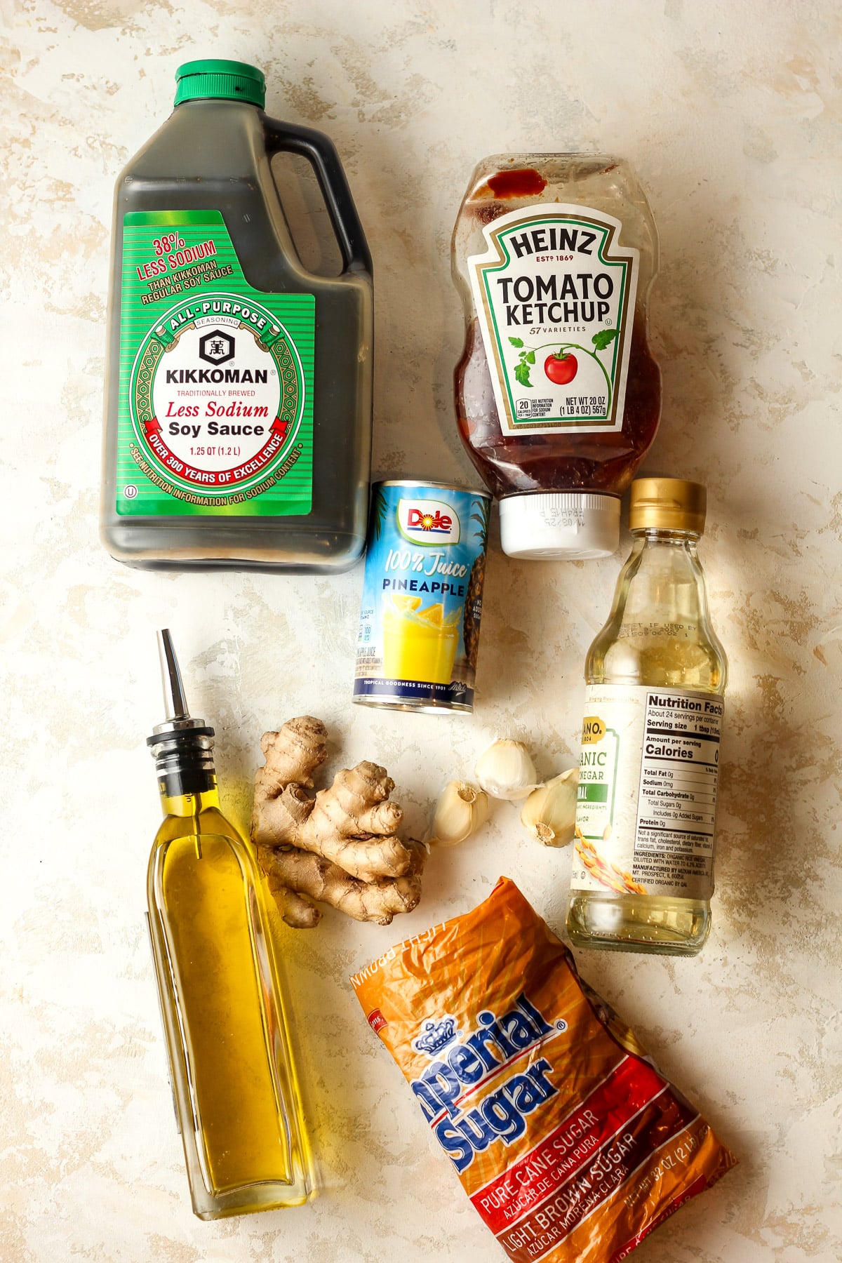 The marinade ingredients on a board.