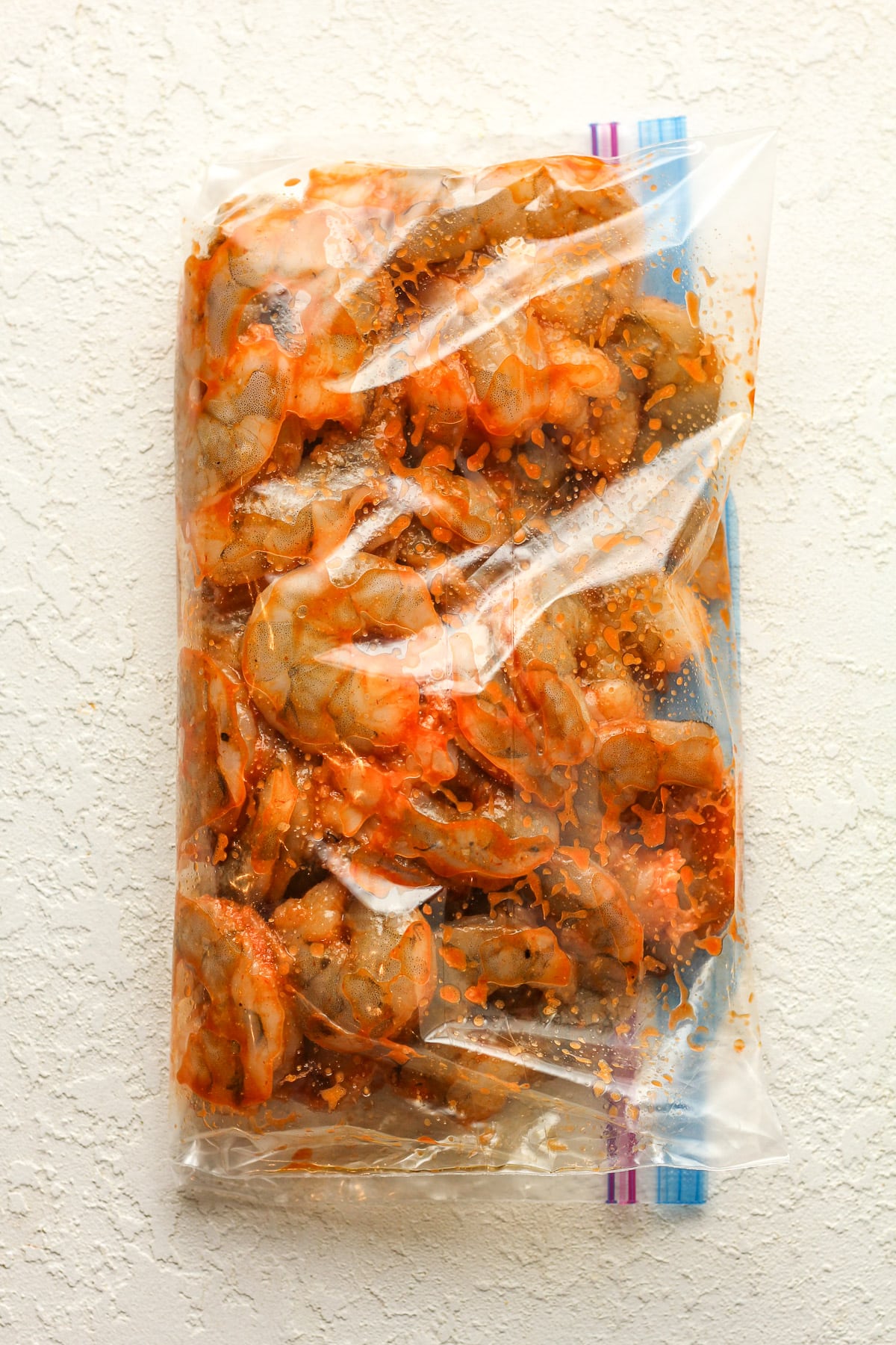 A bag of the marinated shrimp.