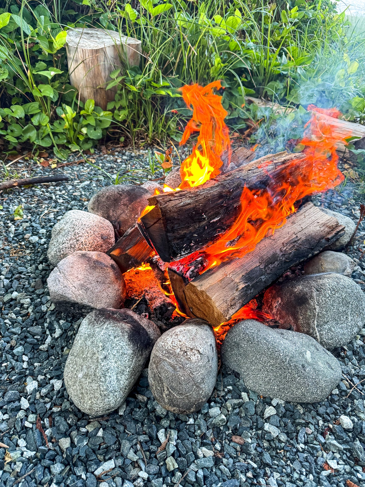 A view of the fire Mike built by airbnb.