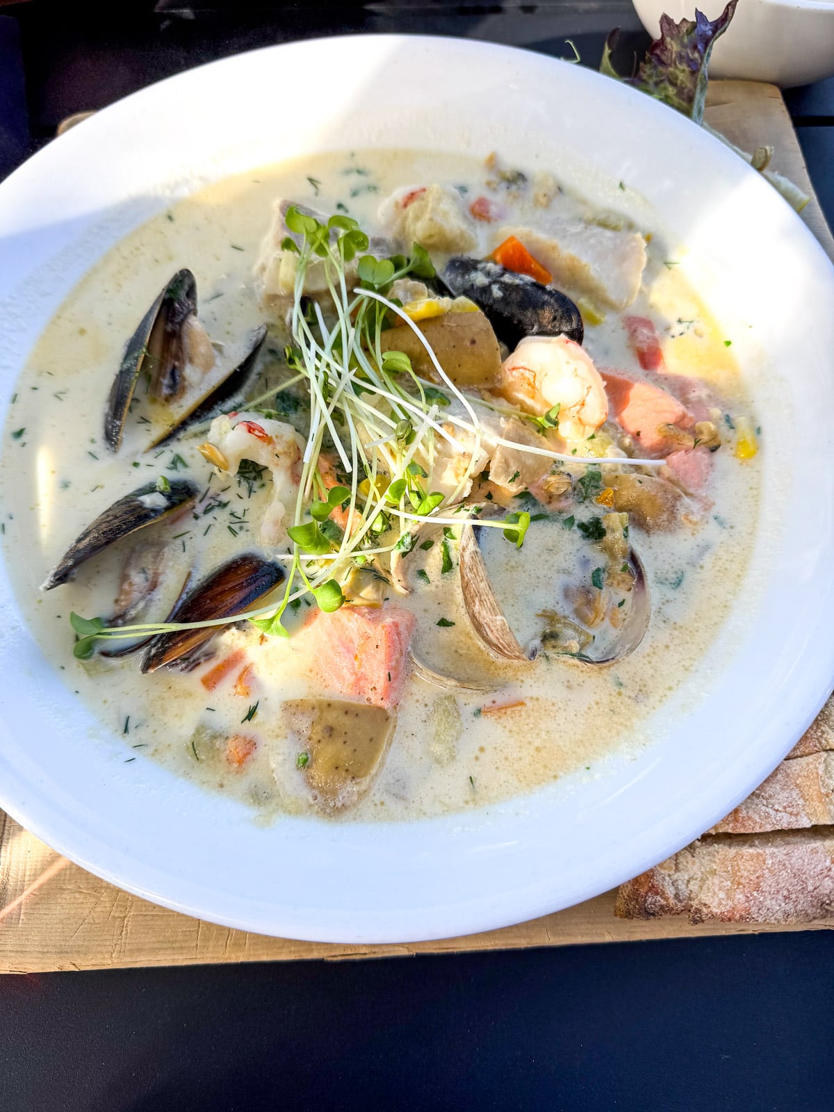 A bowl of seafood chowder at Schooner's.