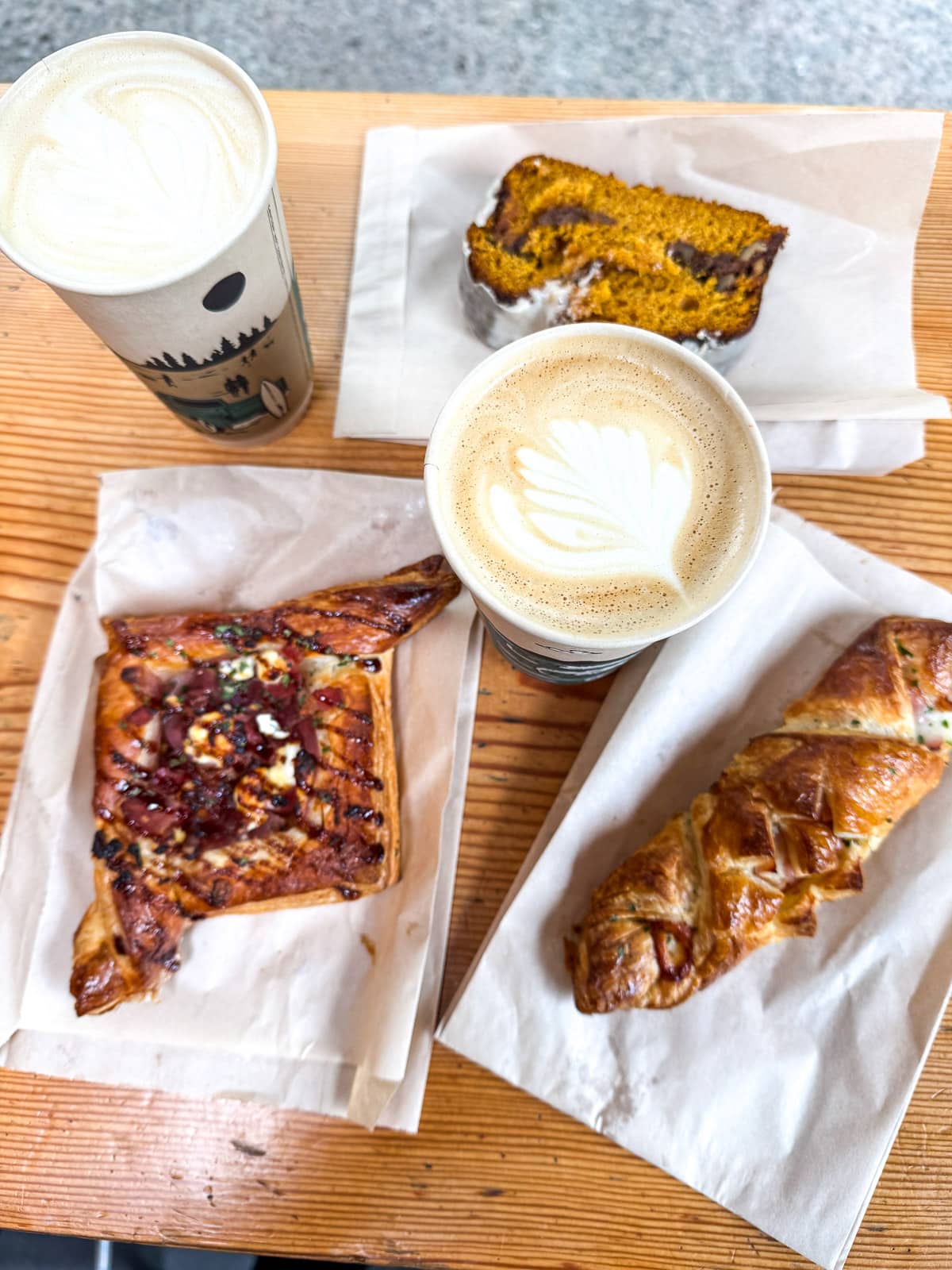 Our coffees and pastries from Tofician Coffee.