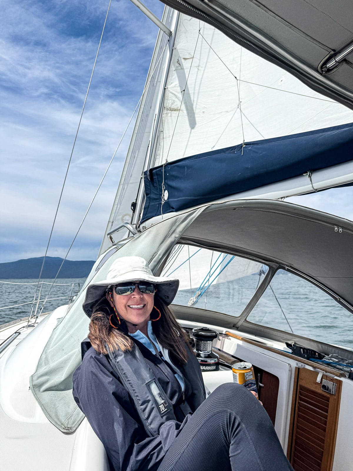 Sue on sailboat.