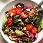 Closeup on a bowl of strawberry feta salad.