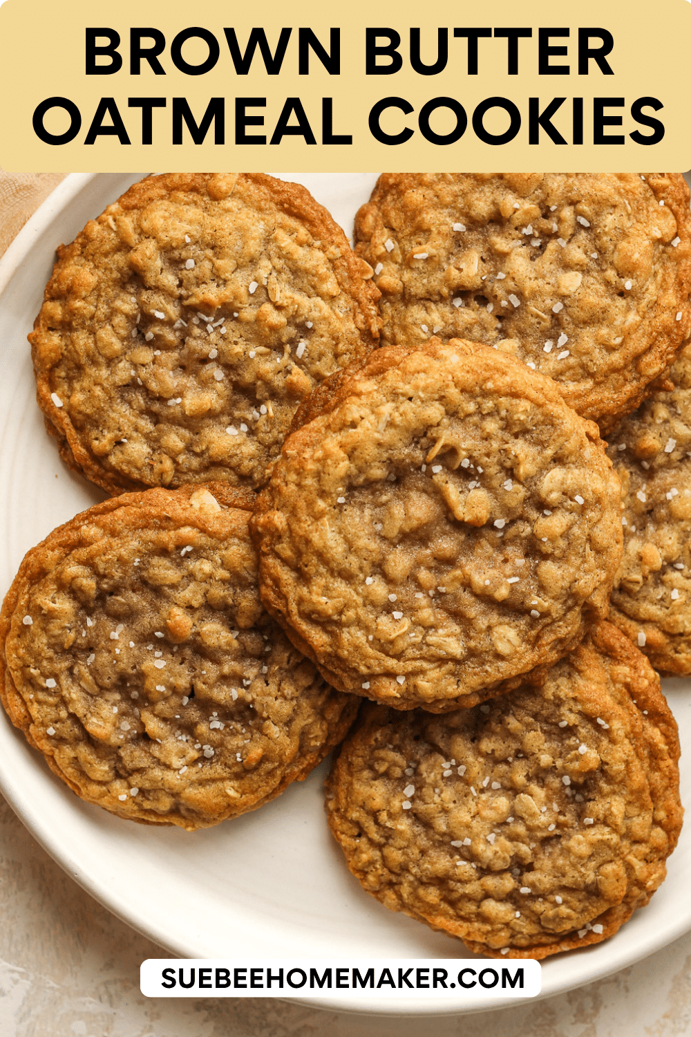 A plate of brown butter oatmeal cookies.