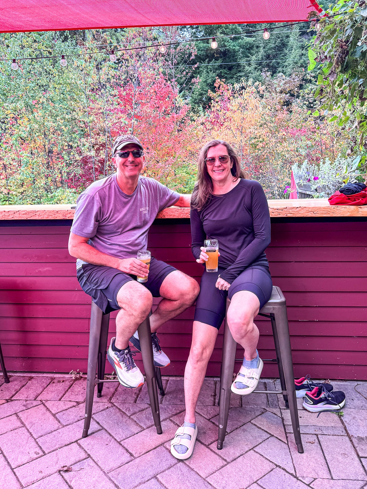 Me and Mike at the brewery at a stop while riding the Lamoille Trail in Vermont.